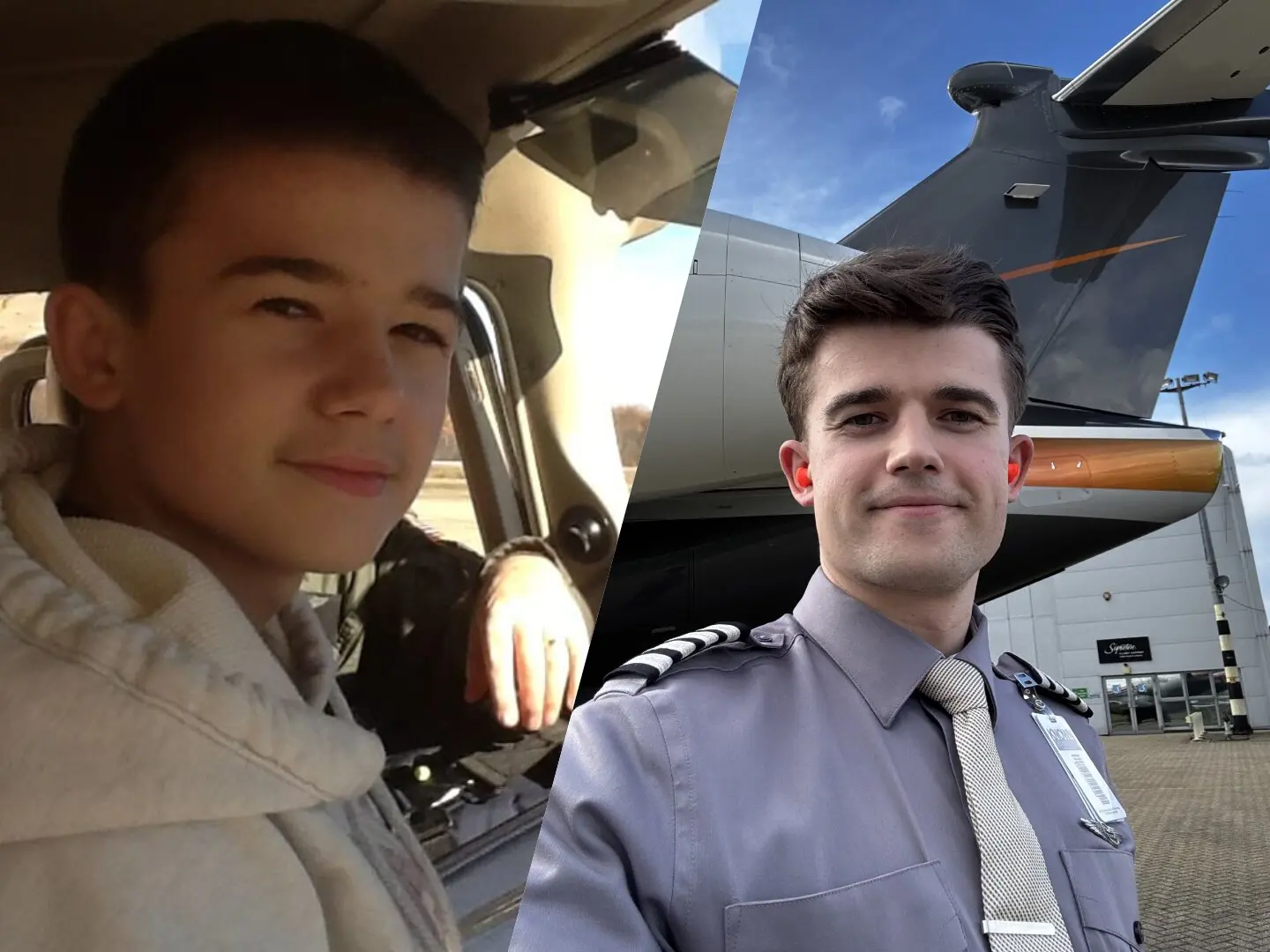 Gheorghe Ciobanu as a teenage cadet and today as a Flexjet captain